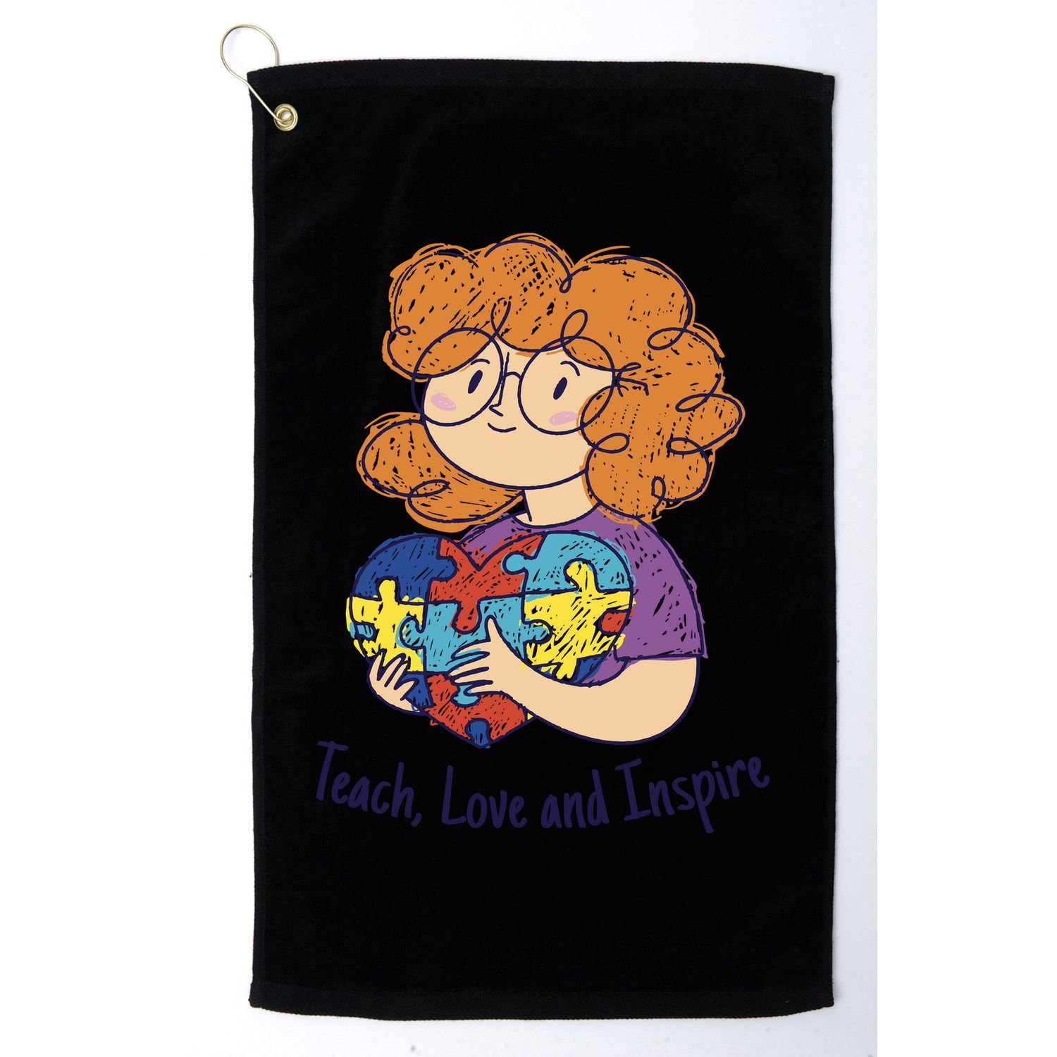 Teach Love And Inspire Teacher Autism Golf Towel