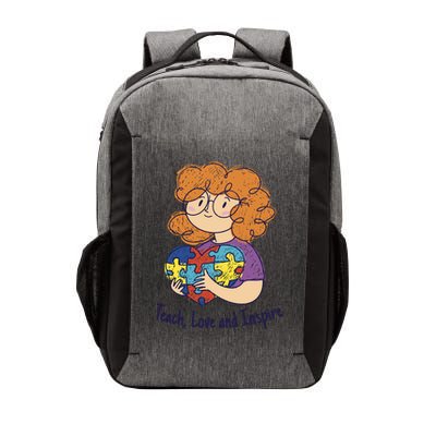 Teach Love And Inspire Teacher Autism Vector Backpack