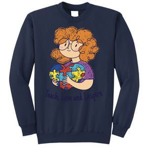 Teach Love And Inspire Teacher Autism Sweatshirt