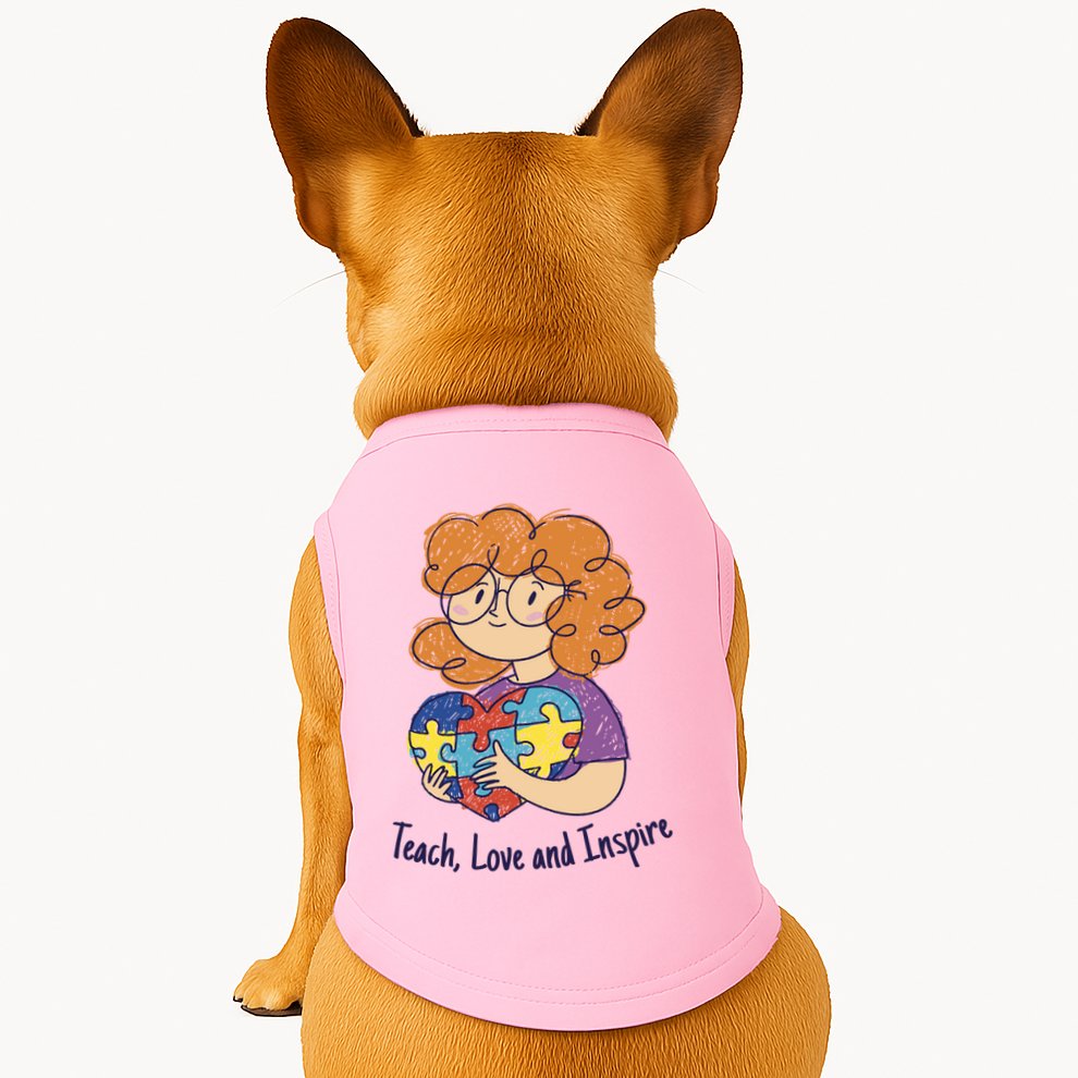 Teach Love And Inspire Teacher Autism Doggie Tank