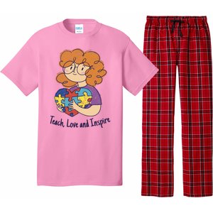 Teach Love And Inspire Teacher Autism Pajama Set