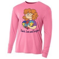 Teach Love And Inspire Teacher Autism Cooling Performance Long Sleeve Crew