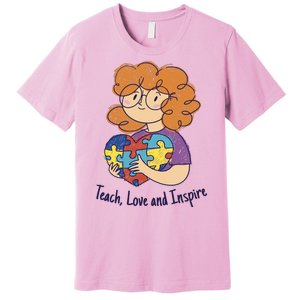 Teach Love And Inspire Teacher Autism Premium T-Shirt