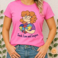 Teach Love And Inspire Teacher Autism Womens T-Shirt