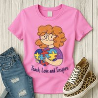 Teach Love And Inspire Teacher Autism Womens T-Shirt
