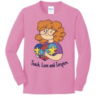 Teach Love And Inspire Teacher Autism Kids Long Sleeve Shirt