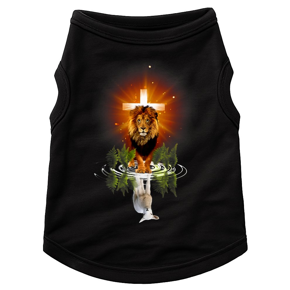 The Lion And The Lamb Water Reflection Jesus Christian Doggie Tank