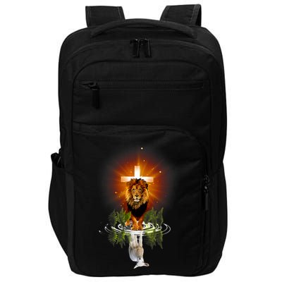 The Lion And The Lamb Water Reflection Jesus Christian Impact Tech Backpack