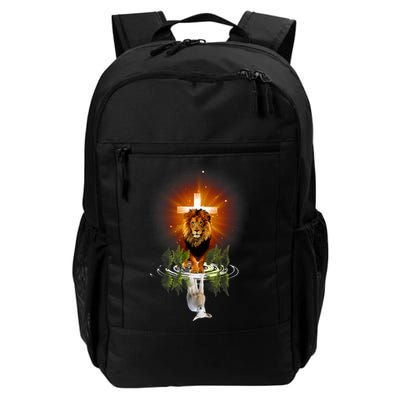 The Lion And The Lamb Water Reflection Jesus Christian Backpack
