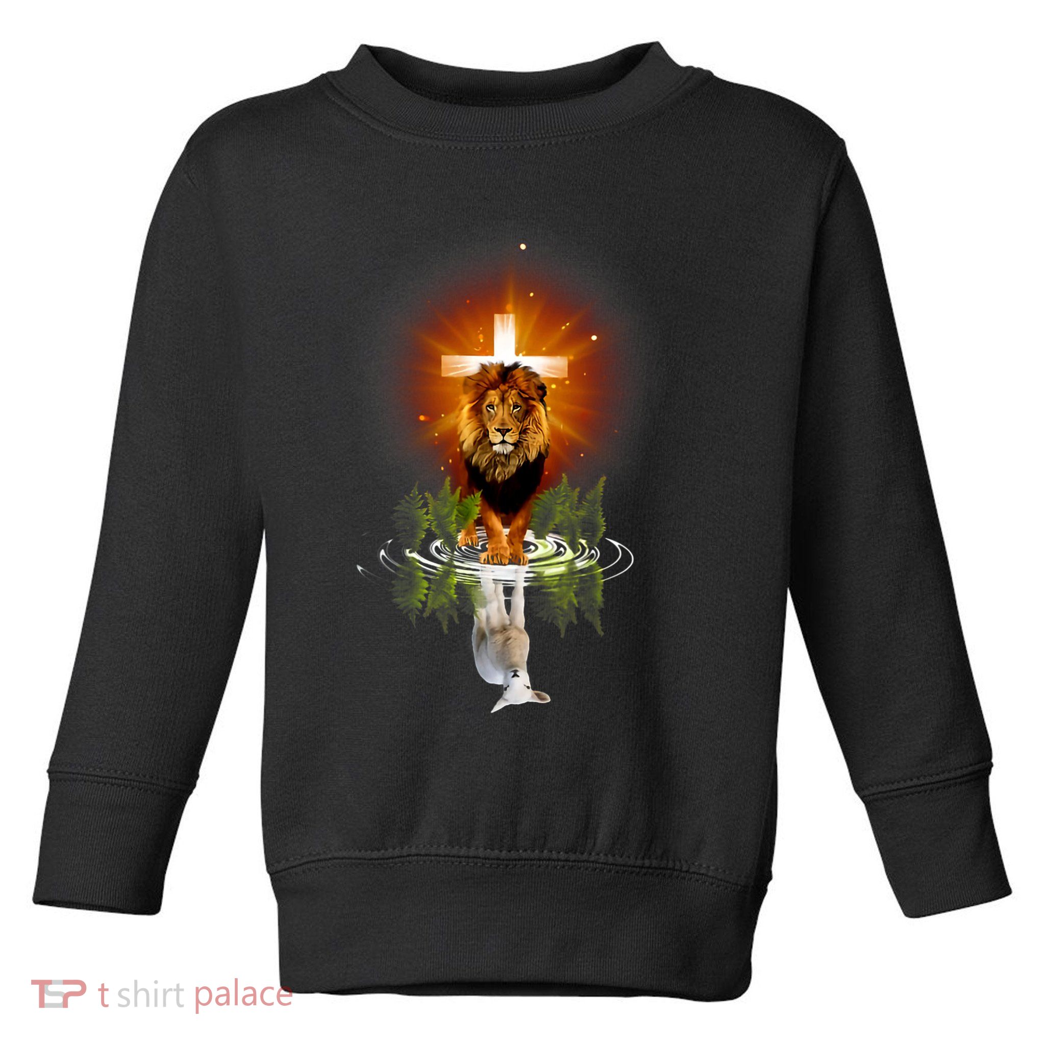 The Lion And The Lamb Water Reflection Jesus Christian Toddler Sweatshirt