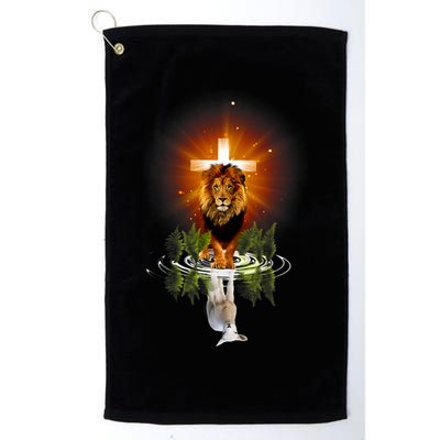 The Lion And The Lamb Water Reflection Jesus Christian Golf Towel