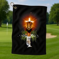 The Lion And The Lamb Water Reflection Jesus Christian Golf Towel