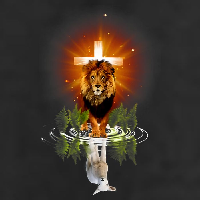 The Lion And The Lamb Water Reflection Jesus Christian Golf Towel