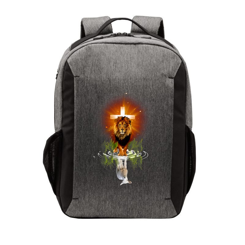 The Lion And The Lamb Water Reflection Jesus Christian Vector Backpack