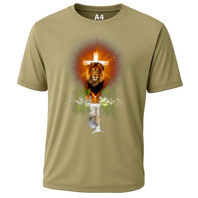 The Lion And The Lamb Water Reflection Jesus Christian Performance Shirt