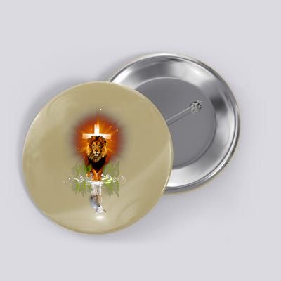 The Lion And The Lamb Water Reflection Jesus Christian Button