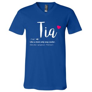 Tia Like A Mom Only Cooler Can Keep Calm New Aunt Gift V-Neck T-Shirt