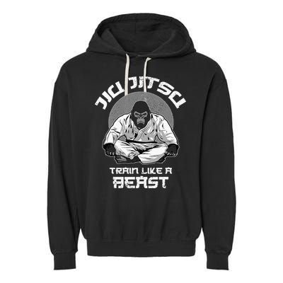 Train Like A Beast Jiu Jitsu BJJ Grappling MMA Gorilla Garment-Dyed Fleece Hoodie