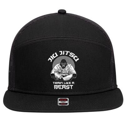 Train Like A Beast Jiu Jitsu BJJ Grappling MMA Gorilla 7 Panel Mesh Trucker Snapback Hat