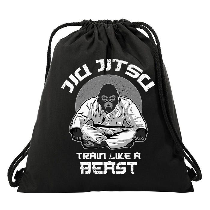 Train Like A Beast Jiu Jitsu BJJ Grappling MMA Gorilla Drawstring Bag