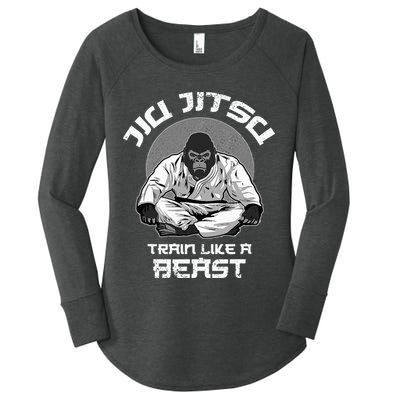 Train Like A Beast Jiu Jitsu BJJ Grappling MMA Gorilla Women's Perfect Tri Tunic Long Sleeve Shirt