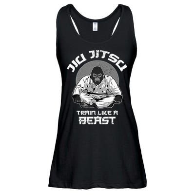 Train Like A Beast Jiu Jitsu BJJ Grappling MMA Gorilla Ladies Essential Flowy Tank