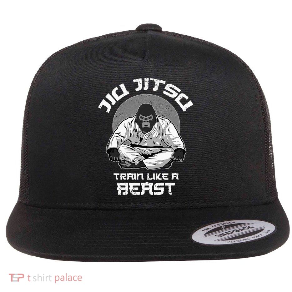 Train Like A Beast Jiu Jitsu BJJ Grappling MMA Gorilla Flatbill Hat