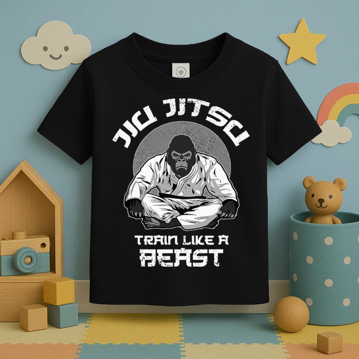 Train Like A Beast Jiu Jitsu BJJ Grappling MMA Gorilla Toddler T-Shirt