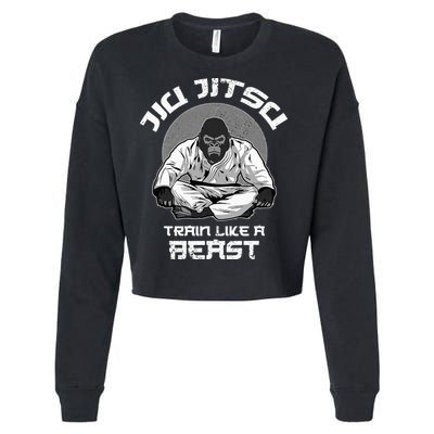 Train Like A Beast Jiu Jitsu BJJ Grappling MMA Gorilla Cropped Pullover Crew