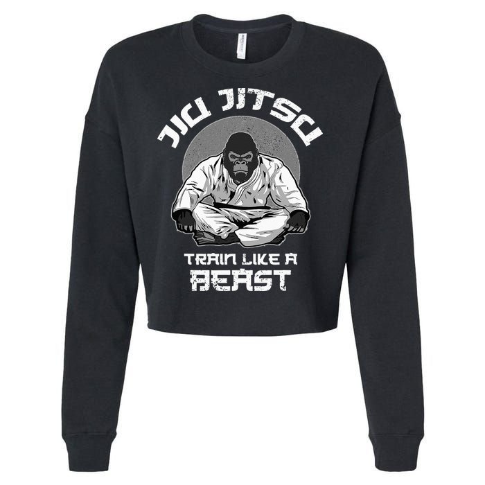 Train Like A Beast Jiu Jitsu BJJ Grappling MMA Gorilla Cropped Pullover Crew
