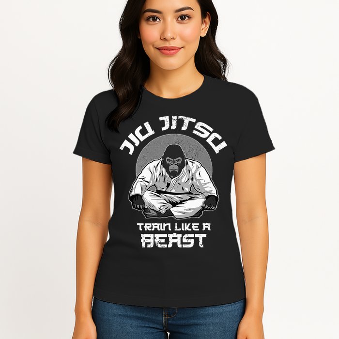 Train Like A Beast Jiu Jitsu BJJ Grappling MMA Gorilla Womens T-Shirt