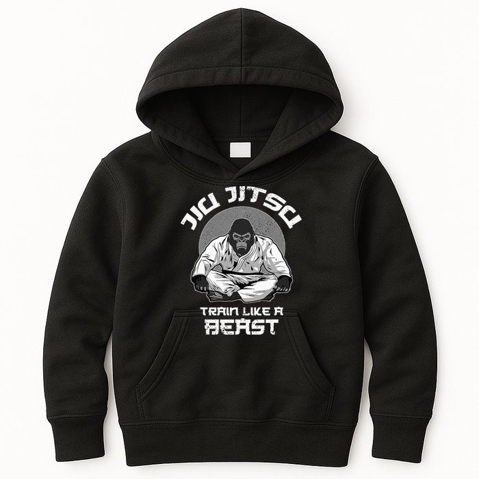 Train Like A Beast Jiu Jitsu BJJ Grappling MMA Gorilla Kids Hoodie