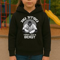 Train Like A Beast Jiu Jitsu BJJ Grappling MMA Gorilla Kids Hoodie