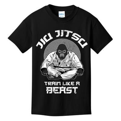 Train Like A Beast Jiu Jitsu BJJ Grappling MMA Gorilla Kids T-Shirt
