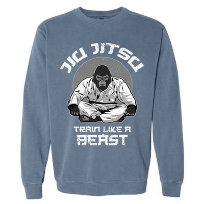Train Like A Beast Jiu Jitsu BJJ Grappling MMA Gorilla Garment-Dyed Sweatshirt