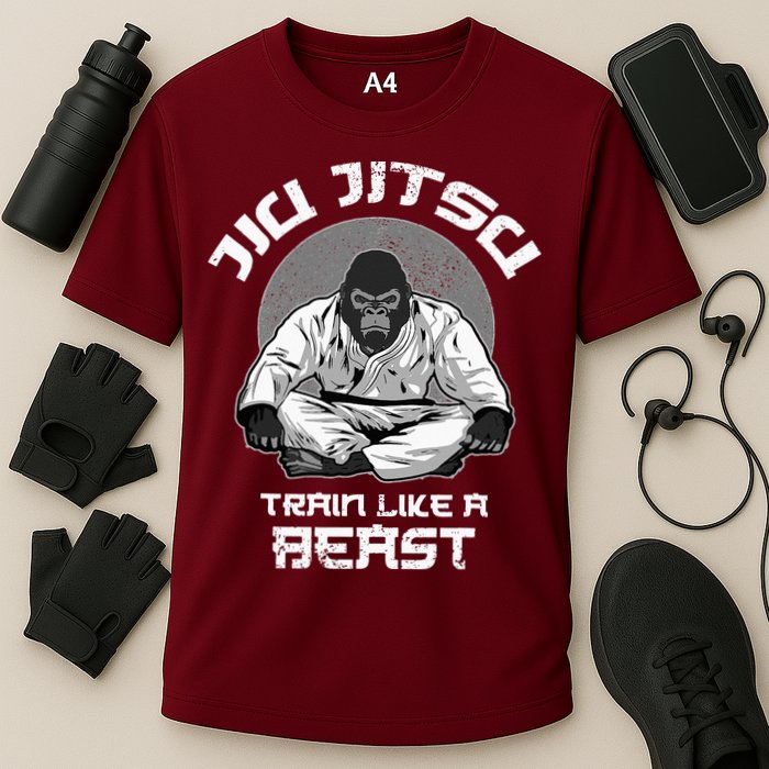 Train Like A Beast Jiu Jitsu BJJ Grappling MMA Gorilla Performance Shirt