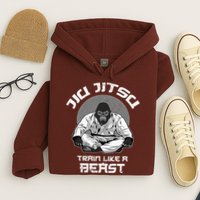 Train Like A Beast Jiu Jitsu BJJ Grappling MMA Gorilla Hoodie