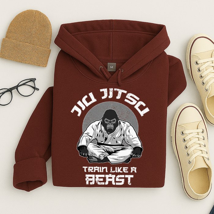 Train Like A Beast Jiu Jitsu BJJ Grappling MMA Gorilla Hoodie