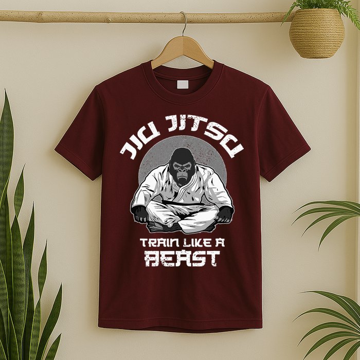 Train Like A Beast Jiu Jitsu BJJ Grappling MMA Gorilla T-Shirt