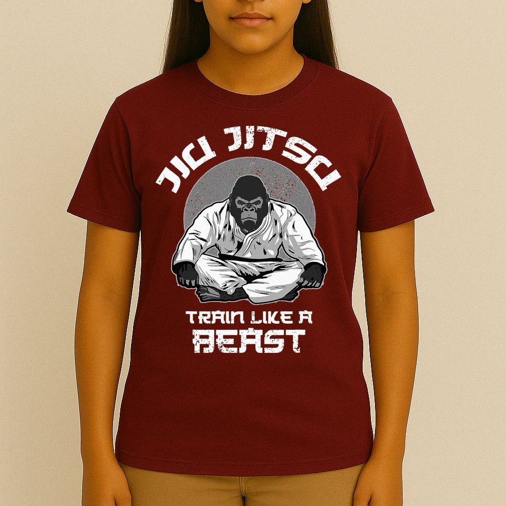 Train Like A Beast Jiu Jitsu BJJ Grappling MMA Gorilla T-Shirt