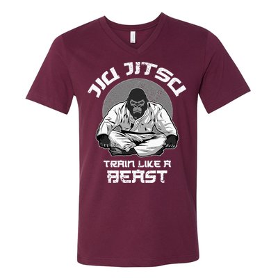 Train Like A Beast Jiu Jitsu BJJ Grappling MMA Gorilla V-Neck T-Shirt