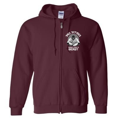 Train Like A Beast Jiu Jitsu BJJ Grappling MMA Gorilla Full Zip Hoodie