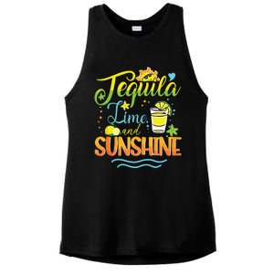 Tequila Lime And Sunshine Funny Hello Summer Vacation Family Tank Top Ladies PosiCharge Tri-Blend Wicking Tank