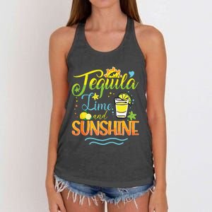 Tequila Lime And Sunshine Funny Hello Summer Vacation Family Tank Top Women's Knotted Racerback Tank