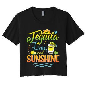 Tequila Lime And Sunshine Funny Hello Summer Vacation Family Tank Top Women's Crop Top Tee