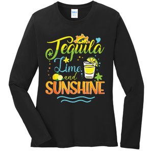 Tequila Lime And Sunshine Funny Hello Summer Vacation Family Tank Top Ladies Long Sleeve Shirt