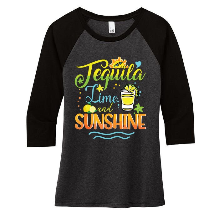 Tequila Lime And Sunshine Funny Hello Summer Vacation Family Tank Top Women's Tri-Blend 3/4-Sleeve Raglan Shirt