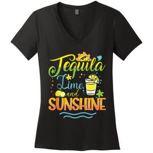 Tequila Lime And Sunshine Funny Hello Summer Vacation Family Tank Top Women's V-Neck T-Shirt