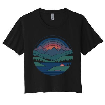 The Lake At Twilight Women's Crop Top Tee