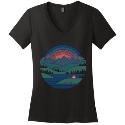 The Lake At Twilight Women's V-Neck T-Shirt